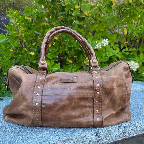 PATRICIA NASH Milano Brown Genuine Leather Duffle Bag, Distressed Rustic Cognac - Picture 1 of 16